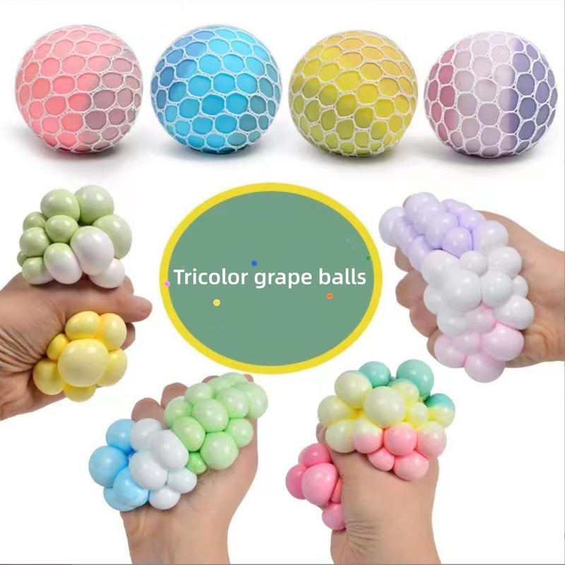 Dhjrefhhd 1Pcs Mix Colored Soft Grape Mesh Pressure Balls Squeeze Change Color Balls Stress Relieve Sensory Squishy Balls Hand Exercise Bouncy Balls (Blue) - Image 2