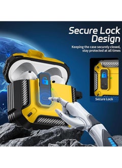 Generic Compatible With for AirPods 4 Case with Lock, Shockproof Protective Case with Keychain, Compatible with Apple AirPods 4th Generation 2024 (Yellow @ Black)  - Image 4