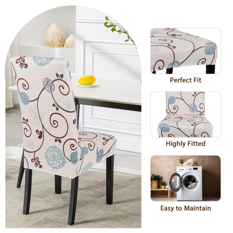 SearchI Dining Room Chair Covers Set of 4, Stretch Printed Parsons Chair Slipcovers Super Fit Spandex Removable Washable Kitchen Chair Protector Cover for Dining Room, Hotel, Ceremony (Ball Flower) - Image 5