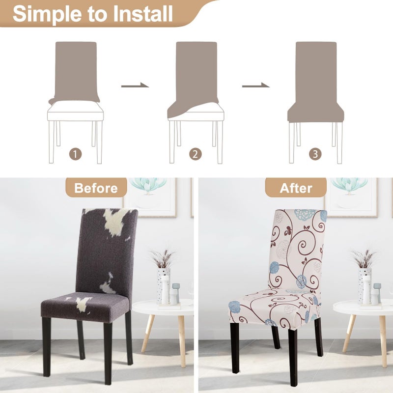 SearchI Dining Room Chair Covers Set of 4, Stretch Printed Parsons Chair Slipcovers Super Fit Spandex Removable Washable Kitchen Chair Protector Cover for Dining Room, Hotel, Ceremony (Ball Flower) - Image 4