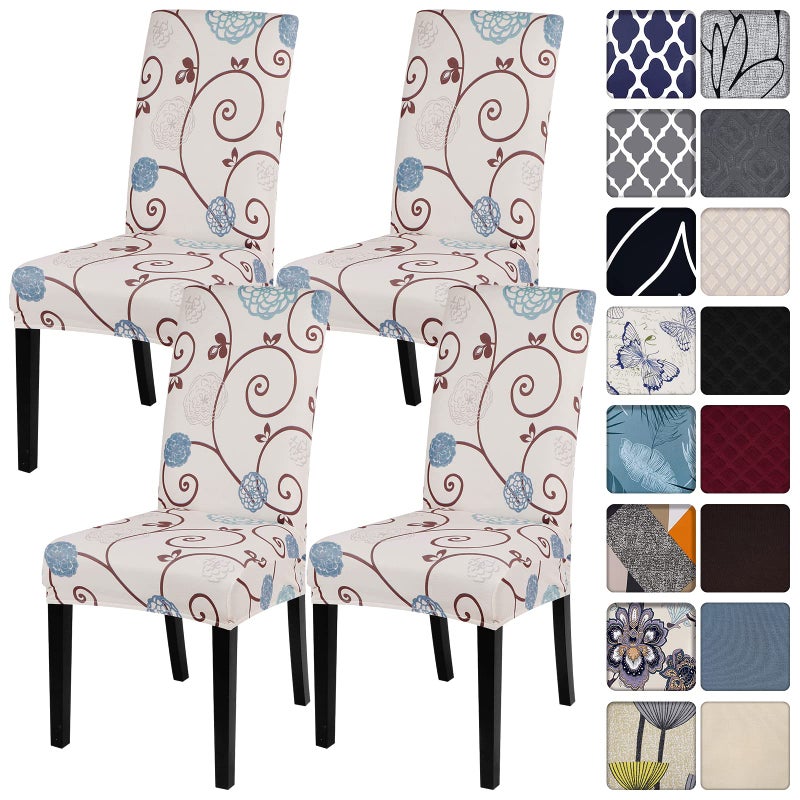 SearchI Dining Room Chair Covers Set of 4, Stretch Printed Parsons Chair Slipcovers Super Fit Spandex Removable Washable Kitchen Chair Protector Cover for Dining Room, Hotel, Ceremony (Ball Flower) - Image 1