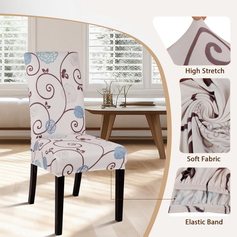 SearchI Dining Room Chair Covers Set of 4, Stretch Printed Parsons Chair Slipcovers Super Fit Spandex Removable Washable Kitchen Chair Protector Cover for Dining Room, Hotel, Ceremony (Ball Flower) - Image 3