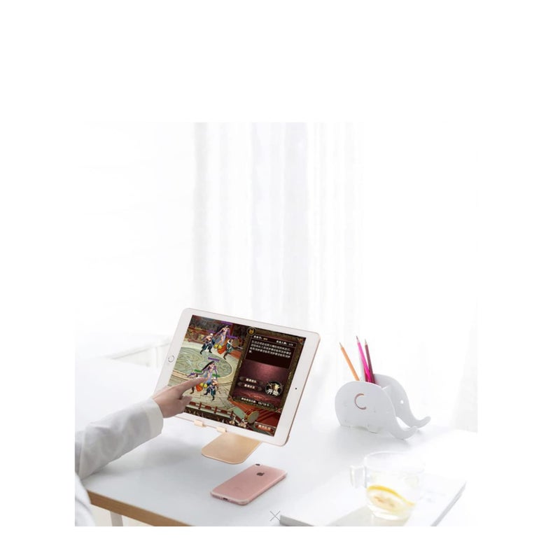 Barakah Cell Phone Stand Cradle Adjustable Phone Holder Universal Aluminum Desktop Stand Compatible with Switch All Smart Phone Computer Tablets and E-Book Readers Gold - Image 2