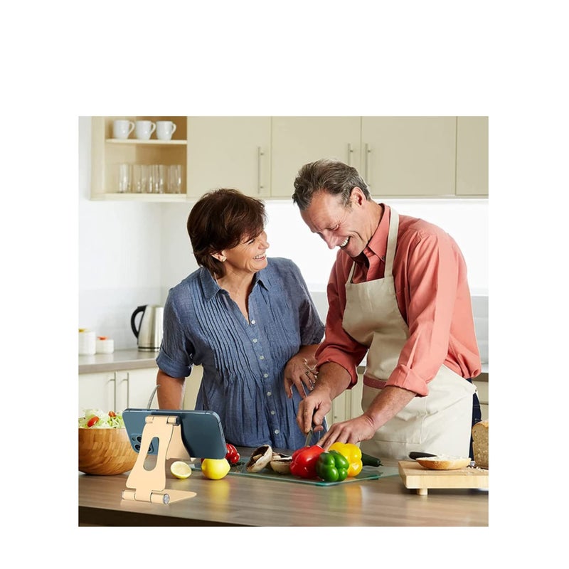 Barakah Cell Phone Stand Cradle Adjustable Phone Holder Universal Aluminum Desktop Stand Compatible with Switch All Smart Phone Computer Tablets and E-Book Readers Gold - Image 4