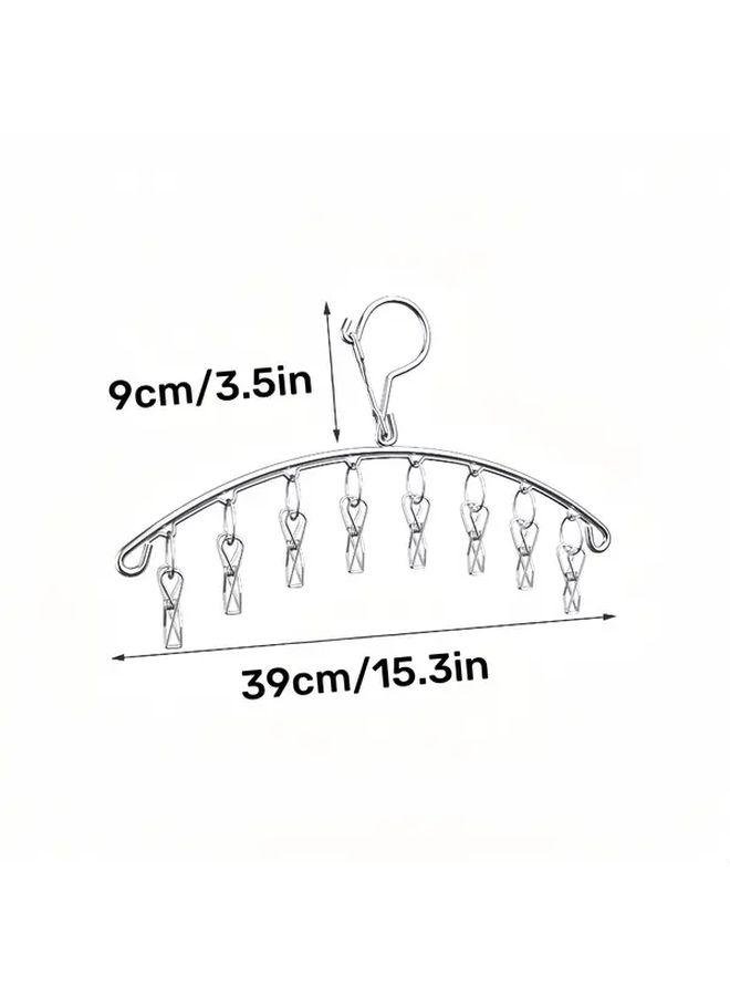 Stainless Steel Laundry Drying Rack with Windproof Hooks Clothes Hanger Underwear Sock Rack Includes 8 Clips and Clothes Pins 1pc - Image 3