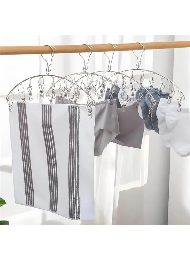Stainless Steel Laundry Drying Rack with Windproof Hooks Clothes Hanger Underwear Sock Rack Includes 8 Clips and Clothes Pins 1pc - Image 5