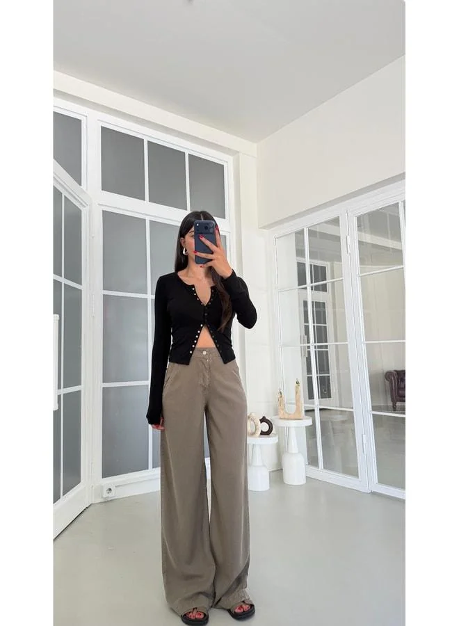 Gaus Khaki Washed Tencel Denim Pants GAUS-01786.