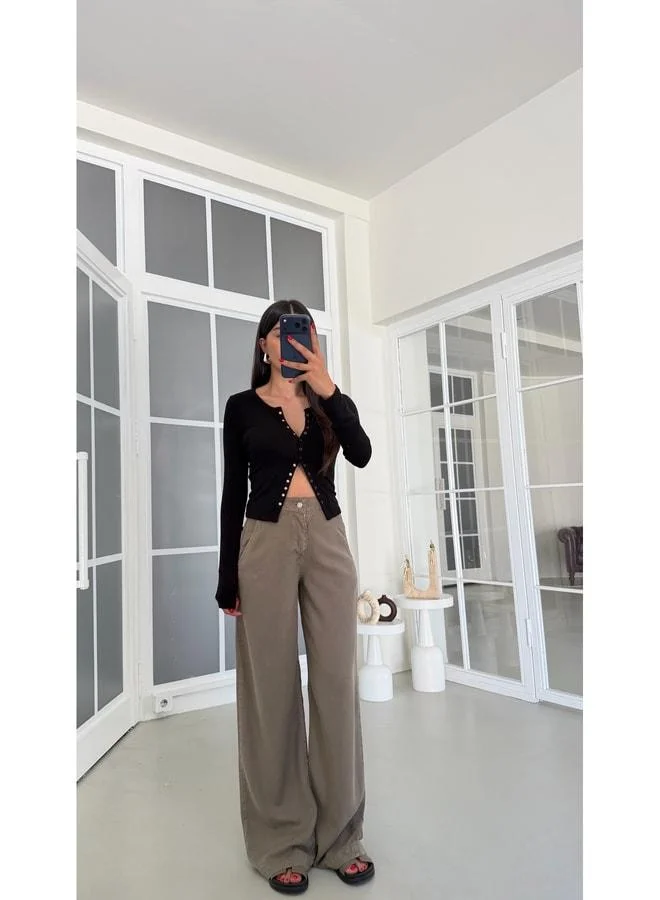 Gaus Khaki Washed Tencel Denim Pants GAUS-01786.