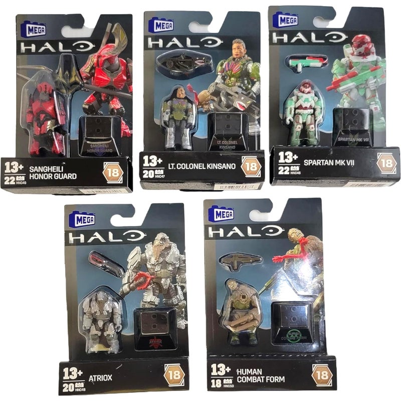 Mega Construx Halo Heroes Series 18 â€“ Complete 5â€‘Figure Buildable Action Figure Bundle | Sangheili Honor Guard, Atriox, Spartan MK VII & More | Ages 13+ - Image 1