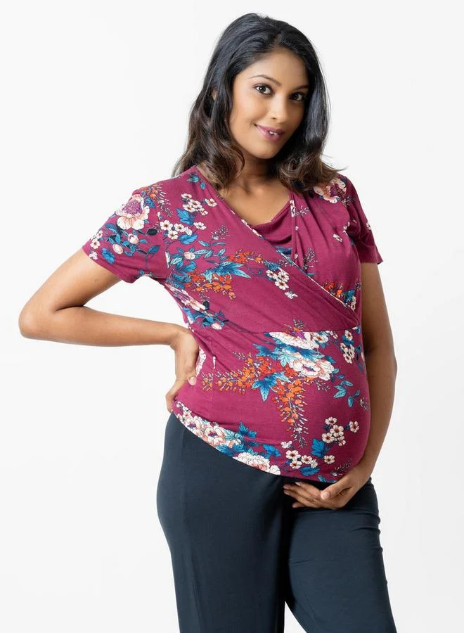 Aadaraya Aadaraya Floral Print Maternity Top and Pyjama Set
