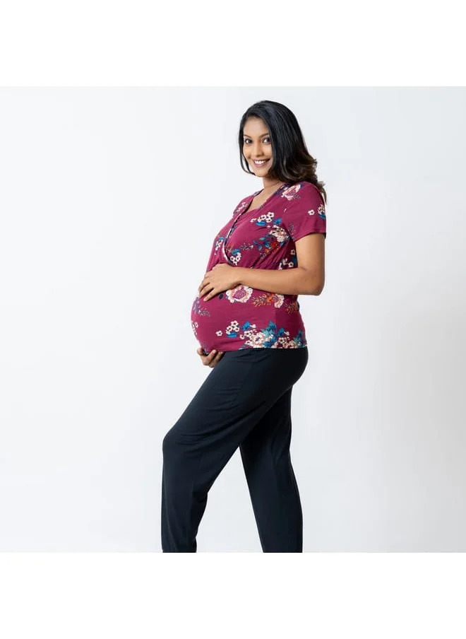 Aadaraya Aadaraya Floral Print Maternity Top and Pyjama Set