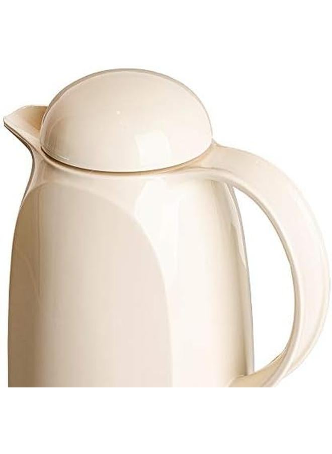 Valk Vacuum Thermos With Double Wall Glass 1 Liter Wide Mouth With Anti Leakage Cap Double Walled Cream White - Image 3