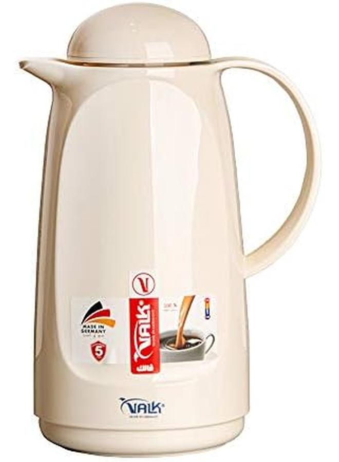 Valk Vacuum Thermos With Double Wall Glass 1 Liter Wide Mouth With Anti Leakage Cap Double Walled Cream White - Image 2