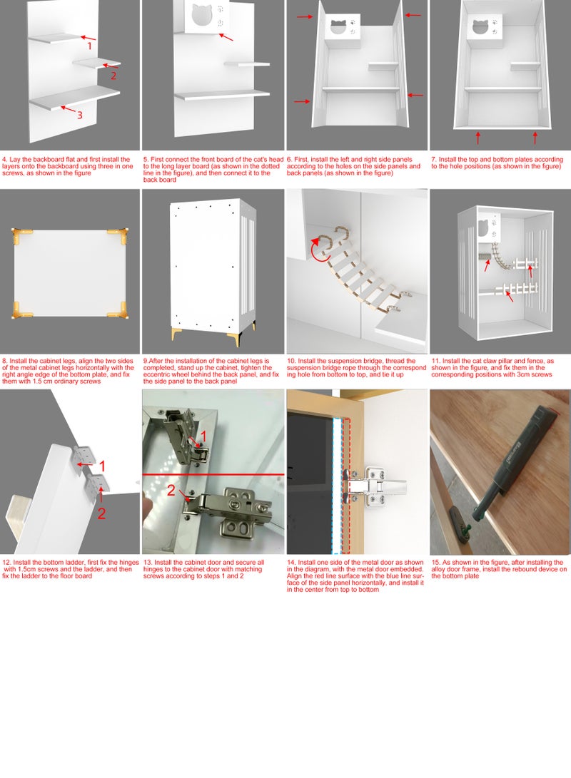 Sunshinee Sunshine Modern Grey Luxury Wood Cat Villa - C - with Glass Front Door, Bottom Wheels for Easy Mobility and Indoor Scratcher 90*60*130 cm - Image 4