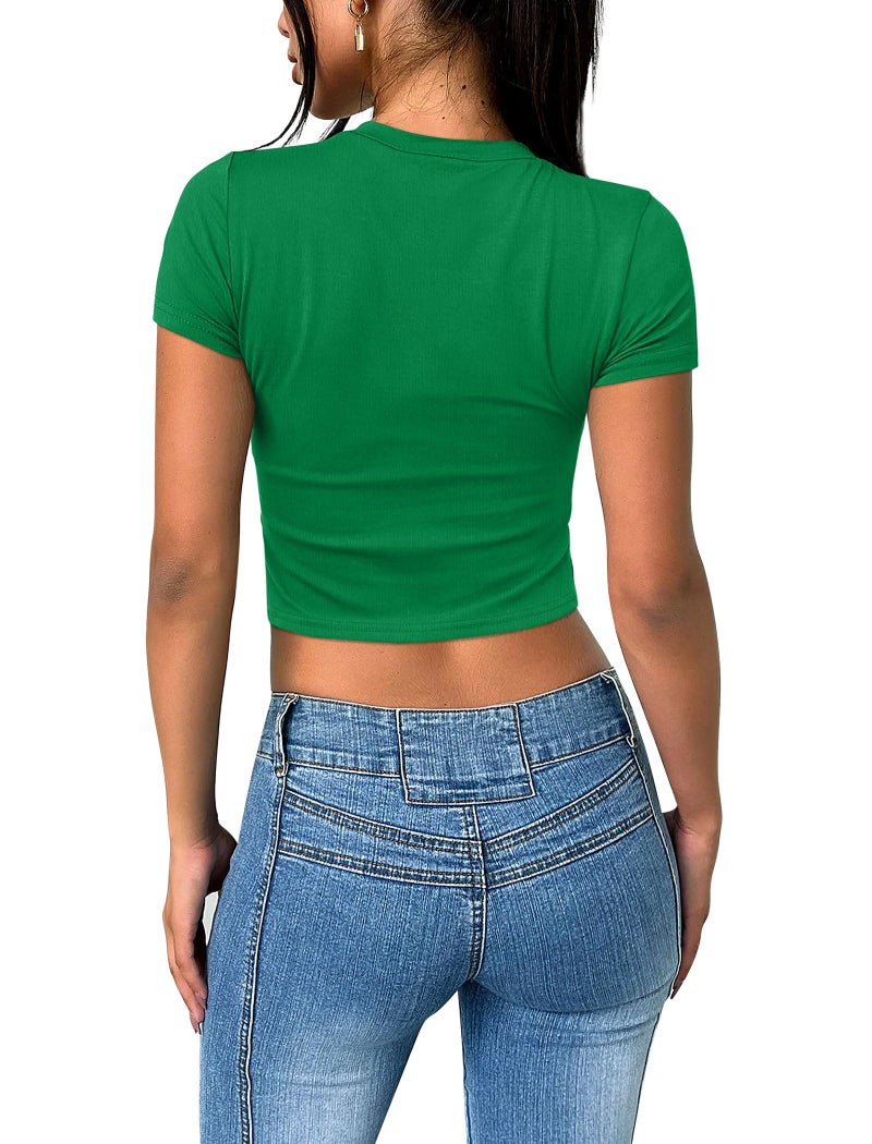Sampeel St Patricks Day Shirt Women Spring Crop Going Out Tops 2025 Green S - Image 5