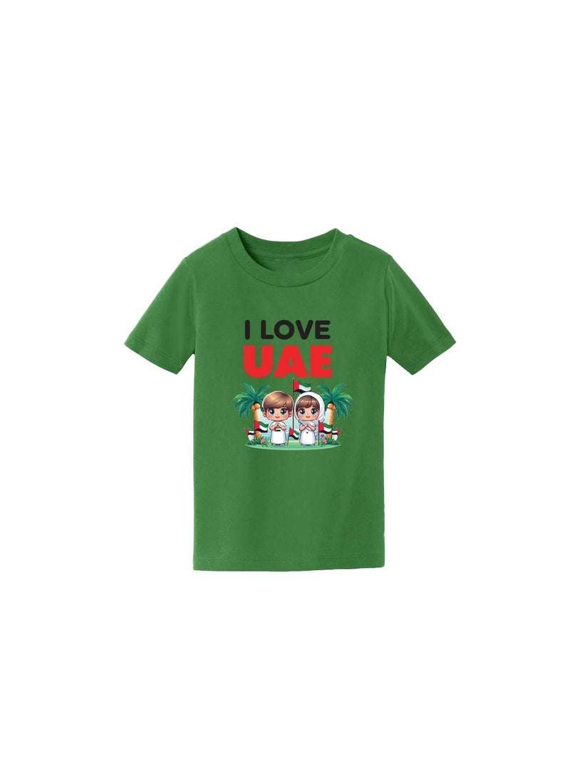 PRINTSHOP4ME Kids I LOVE UAE Tshirts for Celebrating National Day Round Neck Tshirt for Unisex UAE Design Printed Tshirt for Boys and Girls Everyday Wear Short Sleeve Printed Kids T shirt - Image 1