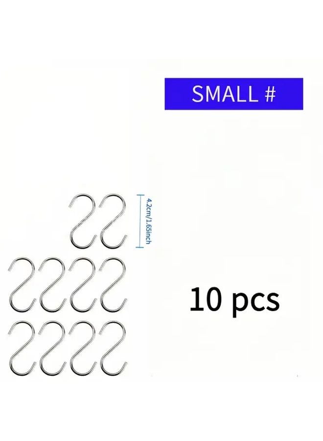 10Pcs Stainless Steel S Hooks Anti Slip Space Saving For Kitchen Garden Wardrobe - Image 1