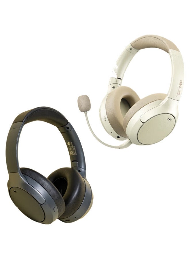 Deli Head-Mounted Active Noise-Cancelling Headphones, Bluetooth Wireless, For Online Classes, Recitation Practice, And Students' Study Aid, White Lt777 - Image 2