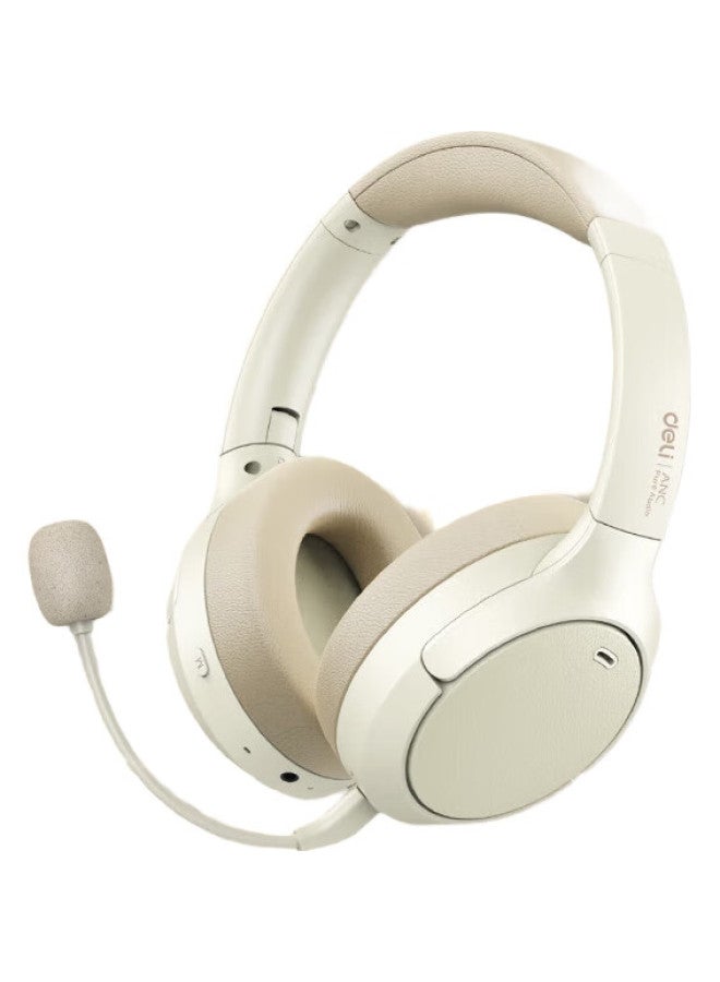 Deli Head-Mounted Active Noise-Cancelling Headphones, Bluetooth Wireless, For Online Classes, Recitation Practice, And Students' Study Aid, White Lt777 - Image 3