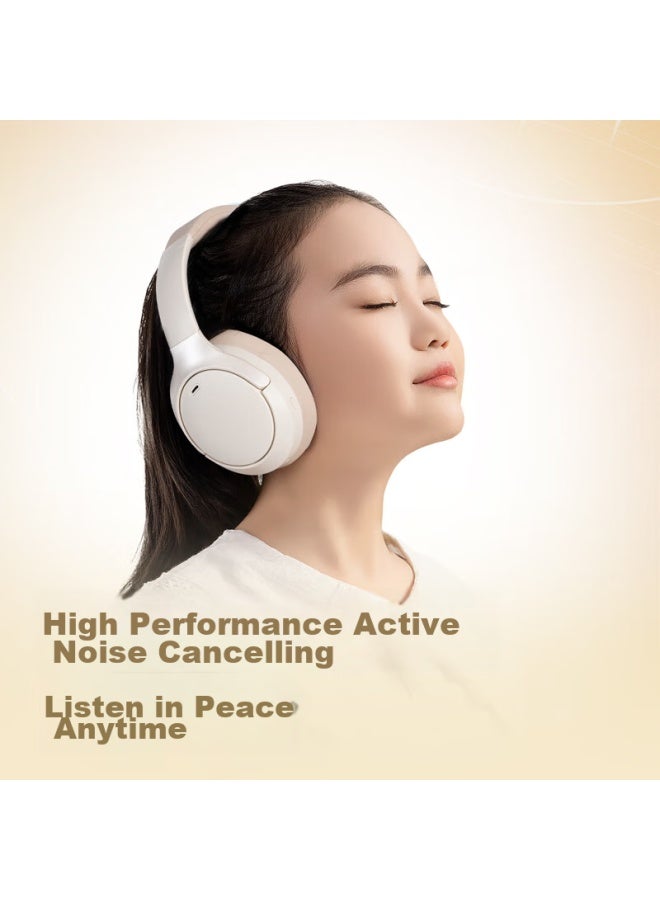Deli Head-mounted Active Noise-cancelling Headphones, Bluetooth Wireless, For Online Cl, Recitation Practice, And Students' Study Aid, White Lt777 - Image 3