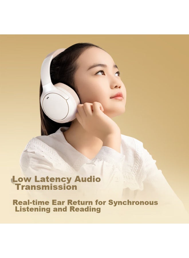 Deli Head-mounted Active Noise-cancelling Headphones, Bluetooth Wireless, For Online Cl, Recitation Practice, And Students' Study Aid, White Lt777 - Image 2