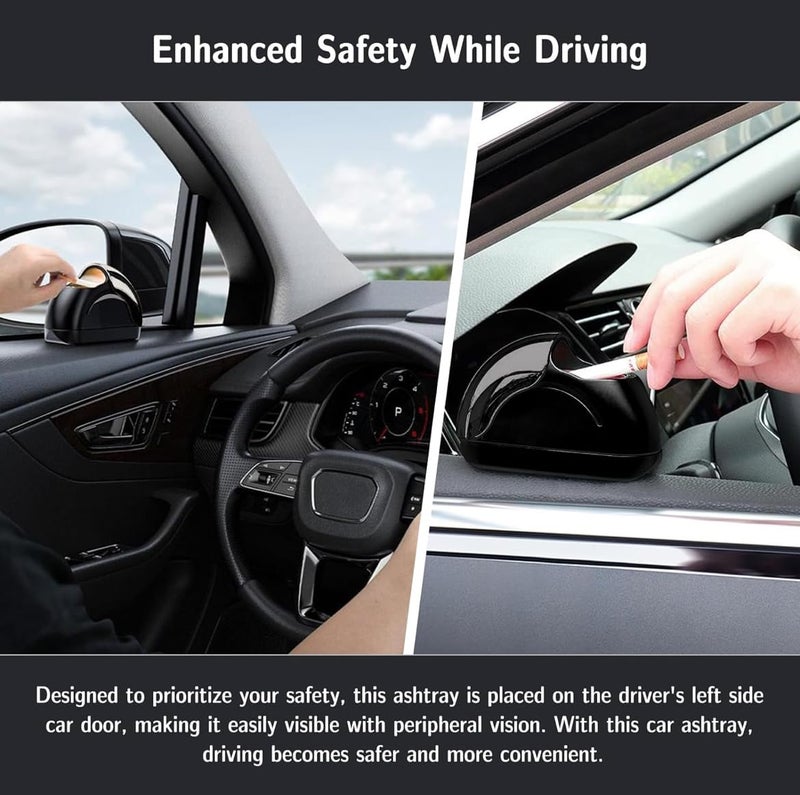 ACROWN منفضة سجائر سيارة أكراون، منفضة سجائر محمولة للسيارة، سلة مهملات صغيرة للسيارة، منفضة سجائر غير مدخنة من الفولاذ المقاوم للصدأ قابلة للفصل مع غطاء، منفضات سجائر سيارات مقاومة للرياح - Image 2