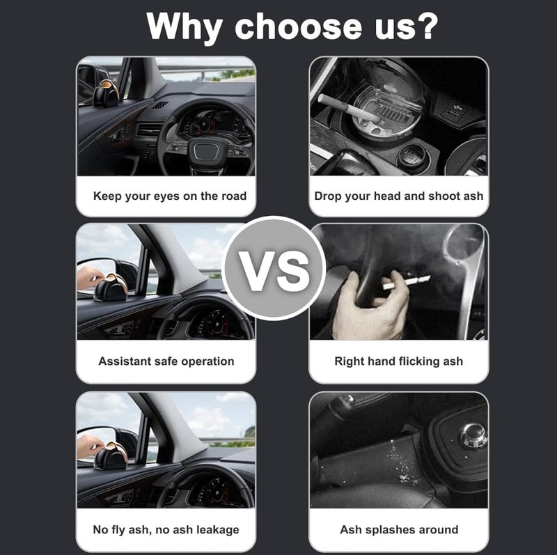 ACROWN منفضة سجائر سيارة أكراون، منفضة سجائر محمولة للسيارة، سلة مهملات صغيرة للسيارة، منفضة سجائر غير مدخنة من الفولاذ المقاوم للصدأ قابلة للفصل مع غطاء، منفضات سجائر سيارات مقاومة للرياح - Image 4