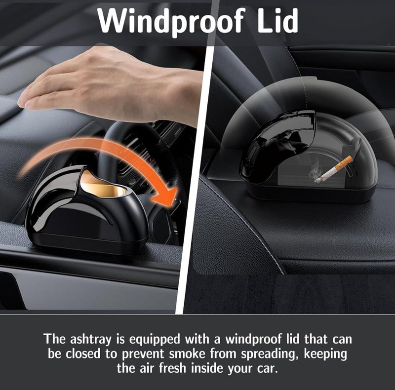 ACROWN منفضة سجائر سيارة أكراون، منفضة سجائر محمولة للسيارة، سلة مهملات صغيرة للسيارة، منفضة سجائر غير مدخنة من الفولاذ المقاوم للصدأ قابلة للفصل مع غطاء، منفضات سجائر سيارات مقاومة للرياح - Image 3