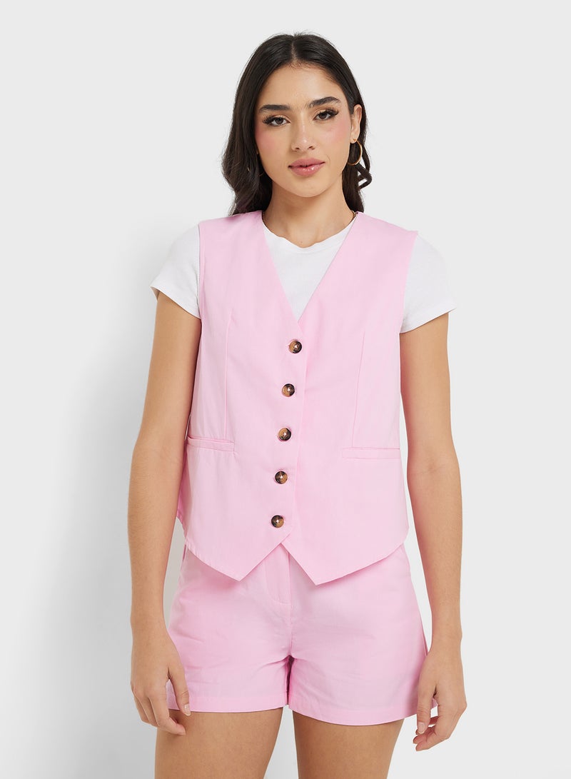Ginger Longline Vest Waistcoat & Short Coord Set - Image 3