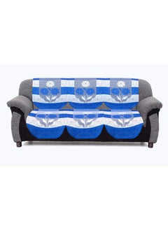 Kuber Industries Kuber Industries Flower Cotton 7 Piece 5 Seater Sofa Cover with Center Table Cover (Blue) - CTKTC22284  - Image 3