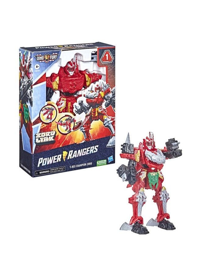 POWER RANGERS - Dino Fury T Rex Champion Zord For Kids Ages 4 And Up Morphing Dino Robot Zord With Zord Link Mix And Match Custom Build System - Image 1