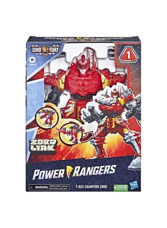 POWER RANGERS - Dino Fury T Rex Champion Zord For Kids Ages 4 And Up Morphing Dino Robot Zord With Zord Link Mix And Match Custom Build System - Image 1
