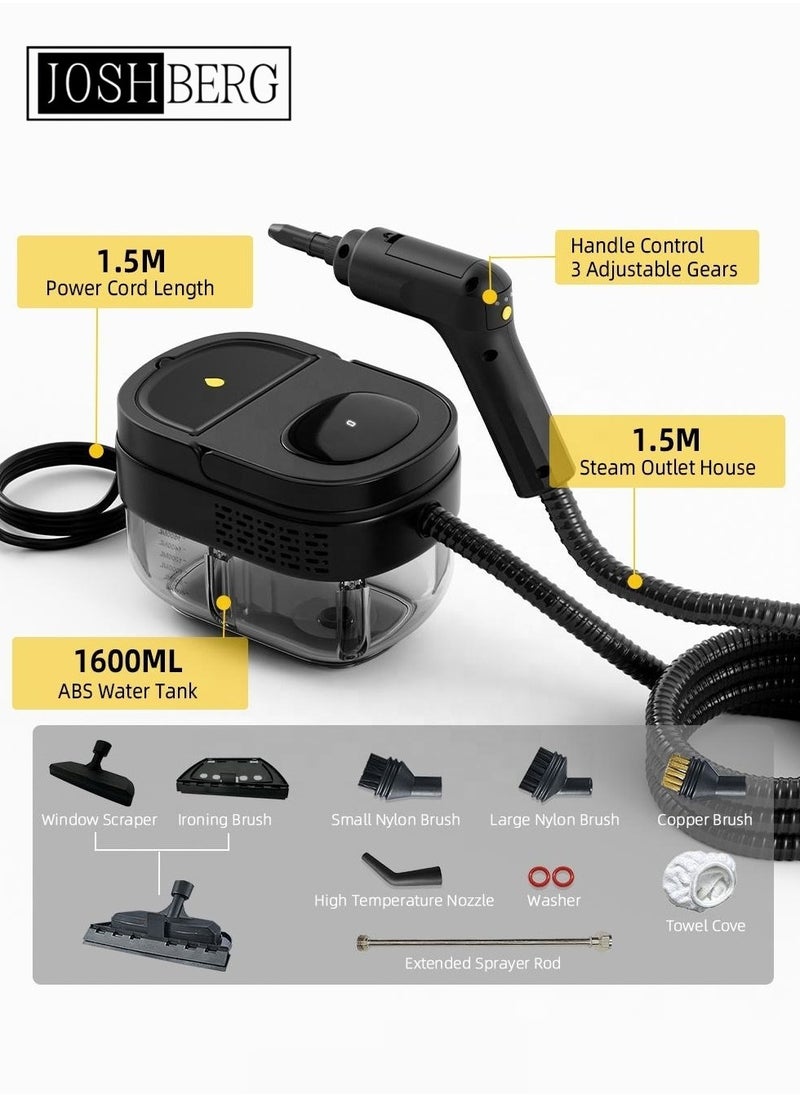 Joshberg Steam Cleaner, 3-Level Adjustable Handle, 15s Heat-Up, 2500W High Pressure Steamer for Home for Home, Car, Kitchen, Furniture, Grout, Tile  - Image 2