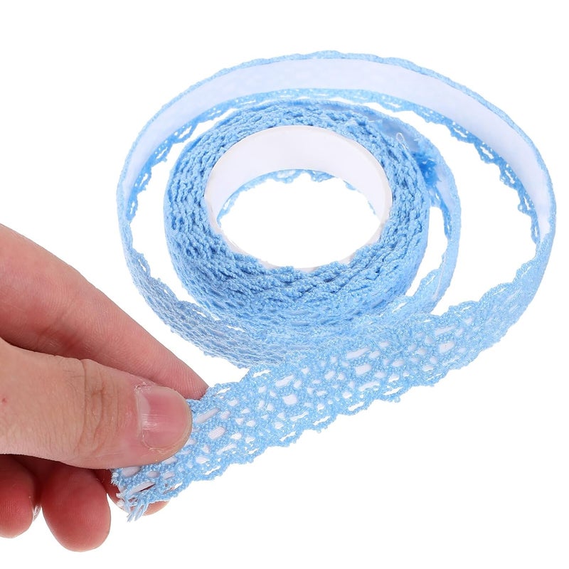 3 Rolls Decorative Lace Tape Set for Scrapbooking, Crafting, and DIY, Includes White, Dark Green, and Blue Lace Pattern Adhesive Tapes for Journaling and Ornament Embellishment - Image 4