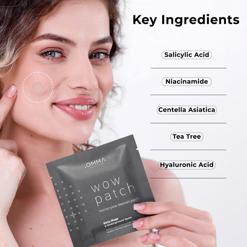 OMMA Korean Microdart Acne Patch | Efficient Cystic Acne Overnight Treatment | Micropoint Pimple Patches for Face for Early-Stage Painful Zits with Salicylic Acid & Tea Tree | 18 (14mm) Zit Stickers - Image 4