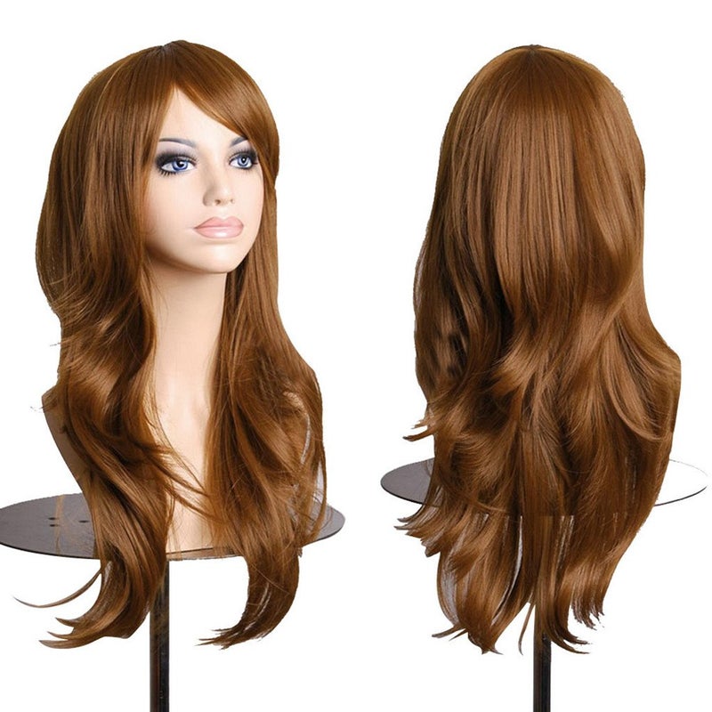 AneShe Wigs 28 Long Wavy Hair Heat Resistant Cosplay Wig for Women Light Brown