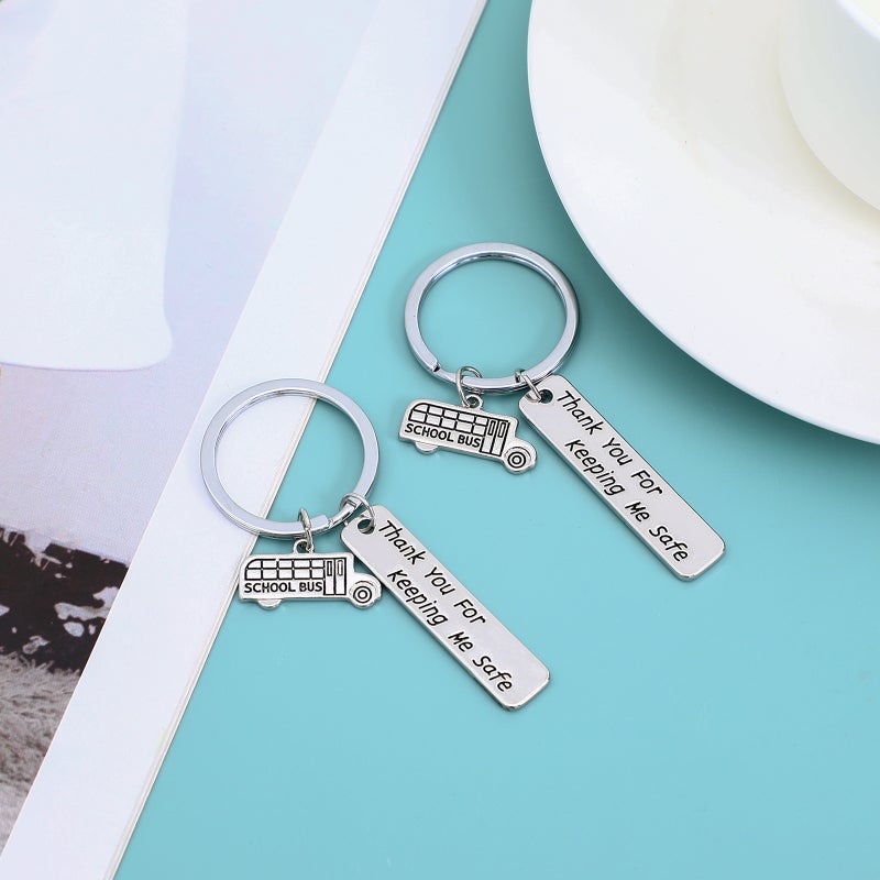 2pcs Safe Driving Keychains Letter Printing Key Holder School Bus Pendant Alloy Key Craft Ornaments - Image 5