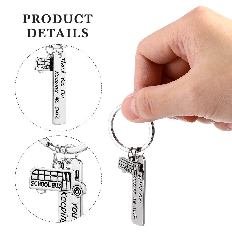 2pcs Safe Driving Keychains Letter Printing Key Holder School Bus Pendant Alloy Key Craft Ornaments - Image 2