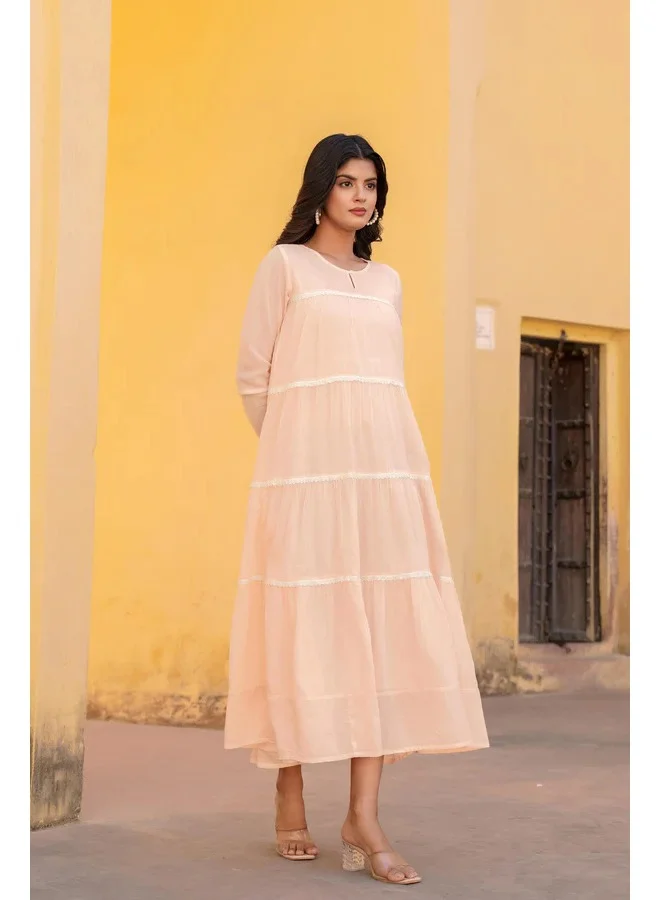 Studio blue Pastel Peach Flared Kurti Dress