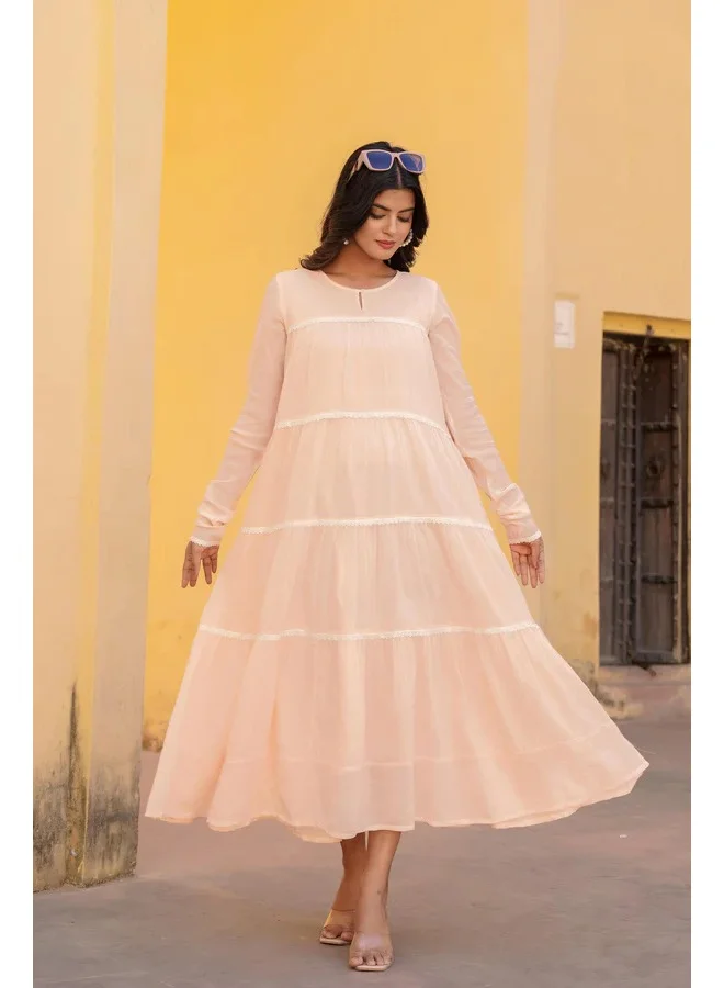 Studio blue Pastel Peach Flared Kurti Dress