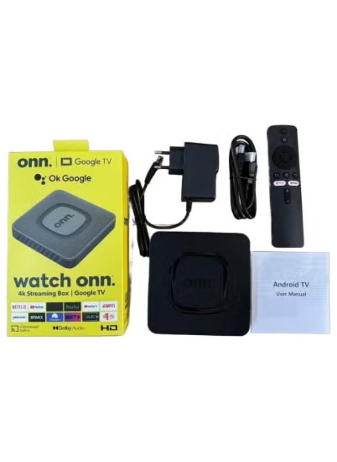 ONN - Google TV 4K UHD Streaming Box || High-Definition Android TV Media Player with Voice Remote Control – Supports YouTube, Netflix, and More – Smart Wi-Fi Streaming Device for Home Entertainment and Apps – HDMI Output and Easy Setup - Image 1