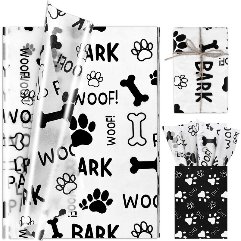 Bolsome 100 Sheets 20 14 Inches Dog Paw Print Tissue Paper Puppy Paws Gift Wrap Tissue Lets Pawty Woof Bark Pattern Tissue Paper for Gift Wrapping for Birthday Baby Shower DIY Craft - Image 3