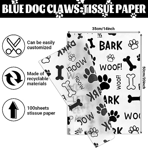Bolsome 100 Sheets 20 14 Inches Dog Paw Print Tissue Paper Puppy Paws Gift Wrap Tissue Lets Pawty Woof Bark Pattern Tissue Paper for Gift Wrapping for Birthday Baby Shower DIY Craft - Image 5