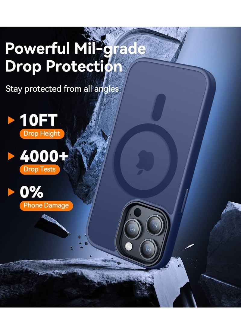 ثسؤشسث غطاء مغناطيسي لجهاز آيفون 13 برو ماكس 6.7 بوصة، متوافق مع MagSafe، غطاء خلفي نحيف شفاف متجمد مقاوم للصدمات أزرق - Image 4