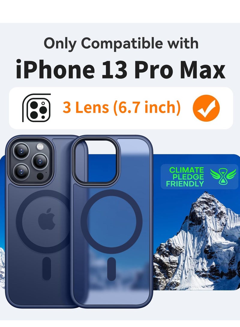 ثسؤشسث غطاء مغناطيسي لجهاز آيفون 13 برو ماكس 6.7 بوصة، متوافق مع MagSafe، غطاء خلفي نحيف شفاف متجمد مقاوم للصدمات أزرق - Image 2