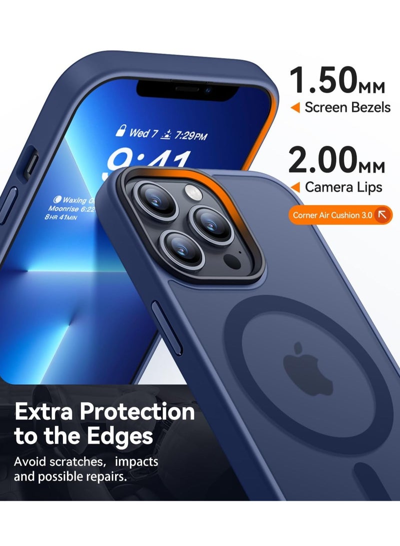ثسؤشسث غطاء مغناطيسي لجهاز آيفون 13 برو ماكس 6.7 بوصة، متوافق مع MagSafe، غطاء خلفي نحيف شفاف متجمد مقاوم للصدمات أزرق - Image 5