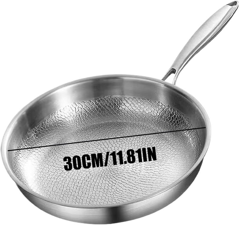 Non Stick Pan - No Coating Hammered Cookware | Stainless Steel Kitchen Pans,for Searing Steak Sauteing Stove Home Cooking Family Meals - Image 5