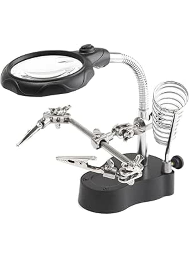 Iron Desk Magnifier LED Light Soldering Stand Clamp Clip Item 5553