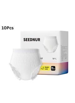 SEEDNUR Disposable Period Pants for Sanitary Protection, 10 Count Sanitary Pads Pant Style, Protective, Breathable and Moisture Wicking Underwear for Women, Super Guard Fitting Pants Design Slim Fit Size M-L  - Image 1