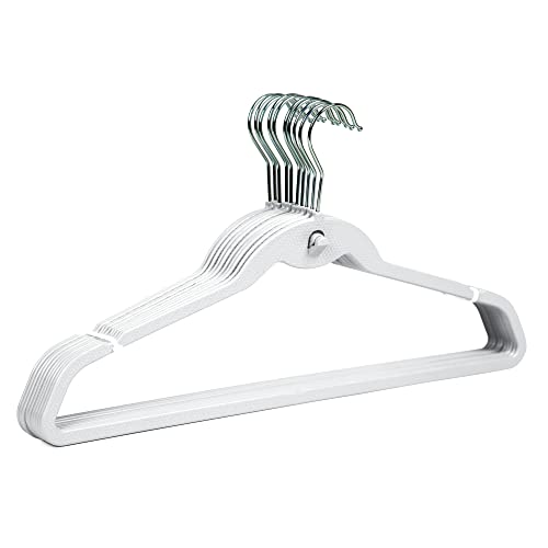 Gluman Stainless Steel Clothes Hanger Space Saving Hanger Wardrobe Storage Organizer Wide Plastic & Anti Rust Hooks |Multipurpose Hanger Organizer (Pack of 10) White - Image 1